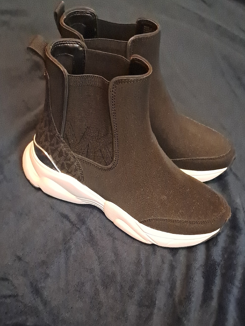 Michael Kors Black and White Slip-On Chelsea Sneaker Boots